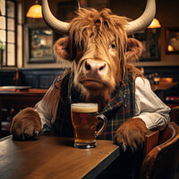 Buy canvas prints of Highland Cow in the Tavern by Craig Doogan