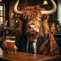 Buy canvas prints of Highland Cow on the Booze by Craig Doogan
