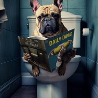 Buy canvas prints of Funny French Bulldog on the Loo by Craig Doogan