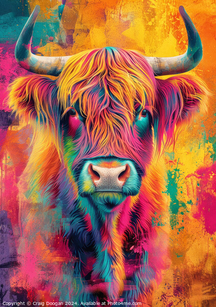 Highland Cow Digital Art Picture Board by Craig Doogan