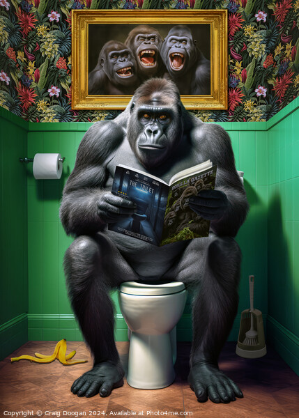 Funny Gorilla on the Toilet Picture Board by Craig Doogan
