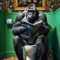 Buy canvas prints of Funny Gorilla on the Toilet by Craig Doogan