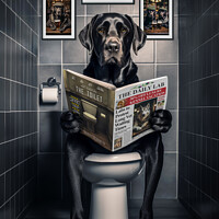 Buy canvas prints of Black Labrador on the Toilet by Craig Doogan