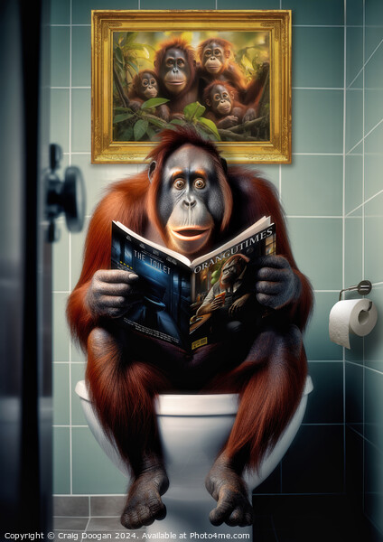 Orangutan on the Toilet Picture Board by Craig Doogan