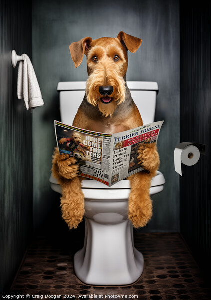 Airedale Terrier on the Toilet Picture Board by Craig Doogan