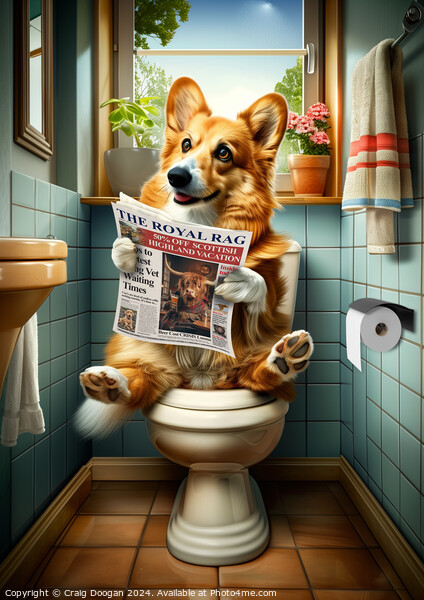 Corgi on the Toilet Picture Board by Craig Doogan