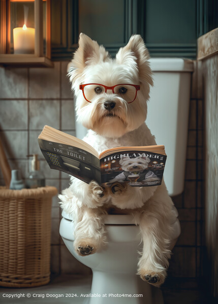 West Highland Terrier on the Toilet Picture Board by Craig Doogan