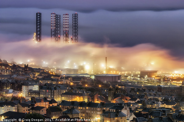 Dundee Port Fog Picture Board by Craig Doogan