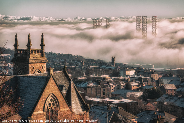 Dundee City Coastal Fog Picture Board by Craig Doogan