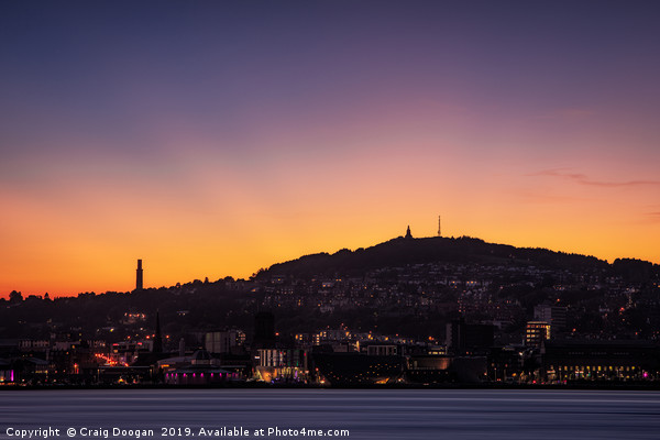 Dundee City Skyline Sunset Picture Board by Craig Doogan