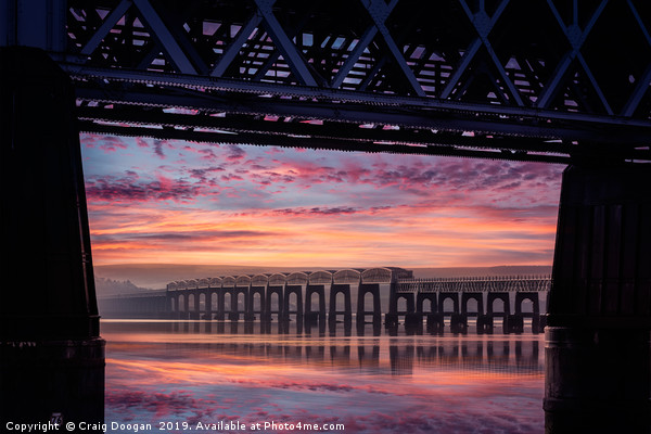 Tay Rail Bridge Sunrise Reflections - Dundee City Picture Board by Craig Doogan