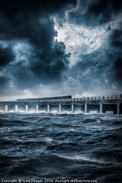 Dundee Tay Rail Bridge Storm Picture Board by Craig Doogan