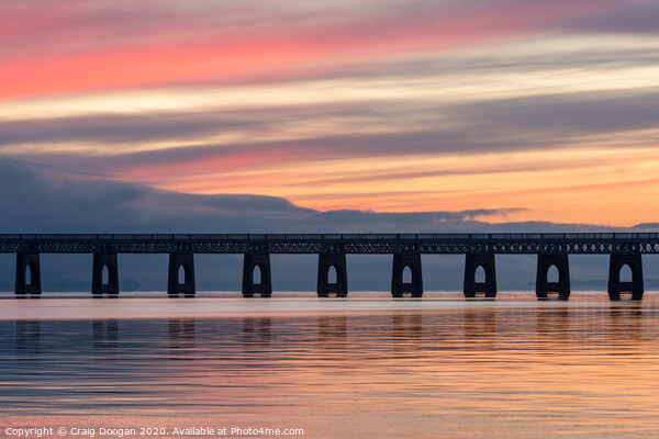 Tay Rail Bridge Sunset Picture Board by Craig Doogan