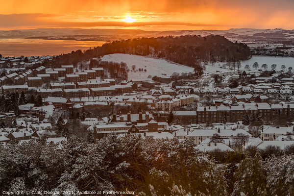 Snowy Dundee Sunset Picture Board by Craig Doogan