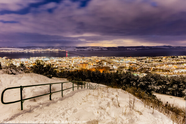 Dundee Snowy Cityscape Picture Board by Craig Doogan