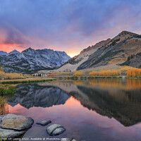 Buy canvas prints of Sunset Mirror at Bishop, Autumn, Fall Color by Chon Kit Leong