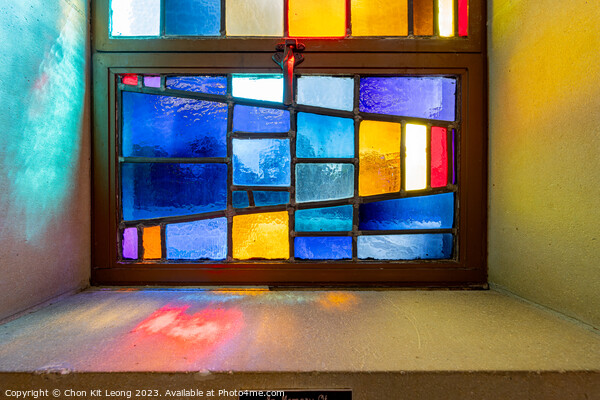 Close up shot of colorful window in a church Picture Board by Chon Kit Leong
