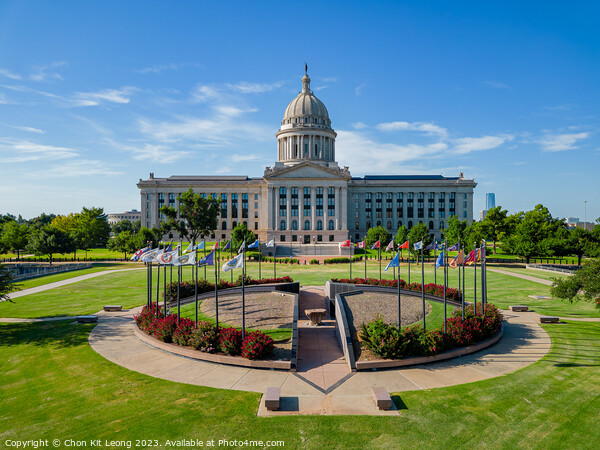 Aerial view of the Oklahoma State Capitol and dowtown cityscape Picture Board by Chon Kit Leong