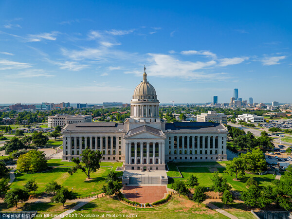 Aerial view of the Oklahoma State Capitol and downtown cityscape Picture Board by Chon Kit Leong
