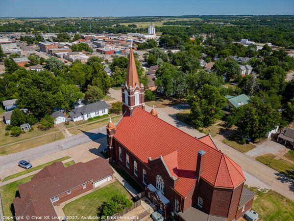 Aerial view of the Saint Rose of Lima Catholic Church and Perry  Picture Board by Chon Kit Leong