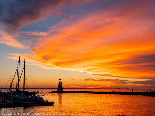 Beautiful sunset landscape of Lake Hefner Picture Board by Chon Kit Leong