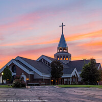 Buy canvas prints of Sunset view of the St Monica Catholic Church by Chon Kit Leong