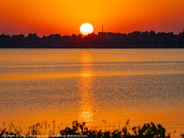 Sunset landscape of Lake Overholser Picture Board by Chon Kit Leong