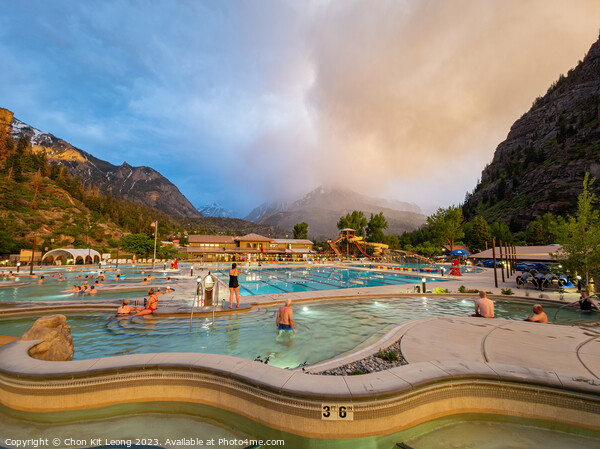 Sunset view of Ouray Hot Springs Pool and Fitness Center of Oura Picture Board by Chon Kit Leong