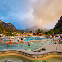 Buy canvas prints of Sunset view of Ouray Hot Springs Pool and Fitness Center of Oura by Chon Kit Leong