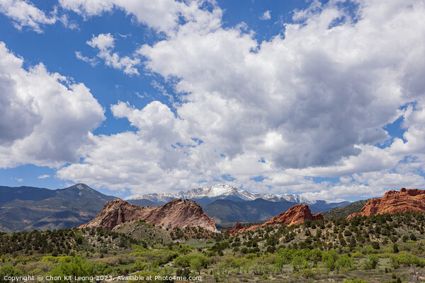 Sunny exterior view of landscape of Garden of the Gods Picture Board by Chon Kit Leong