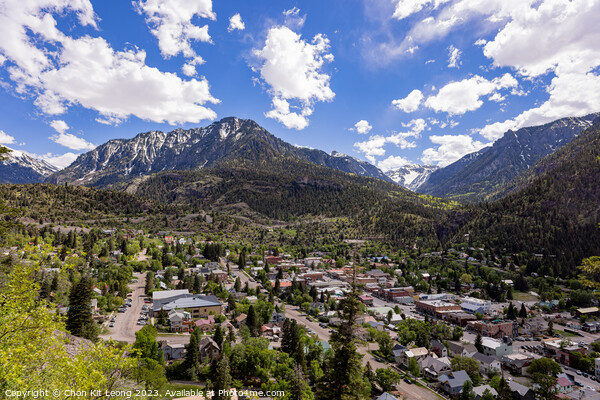 Sunny high angle view of the Ouray town Picture Board by Chon Kit Leong