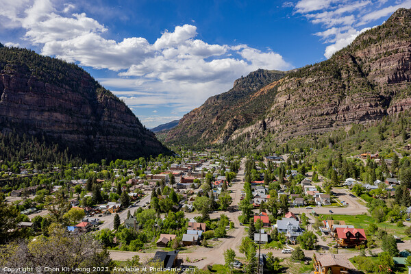 Sunny high angle view of the Ouray town Picture Board by Chon Kit Leong