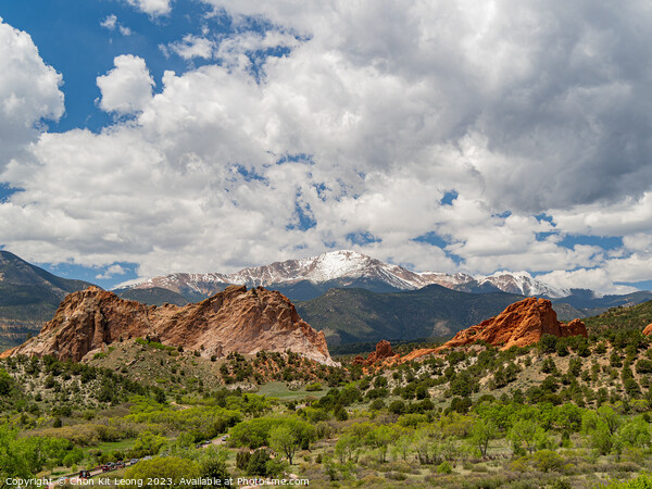 Sunny exterior view of landscape of Garden of the Gods Picture Board by Chon Kit Leong