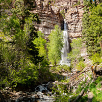 Buy canvas prints of Sunny view of the Cascade Falls landscape in Ouray by Chon Kit Leong