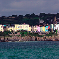 Buy canvas prints of Tenby Panorama from the Sea by Jeremy Hayden