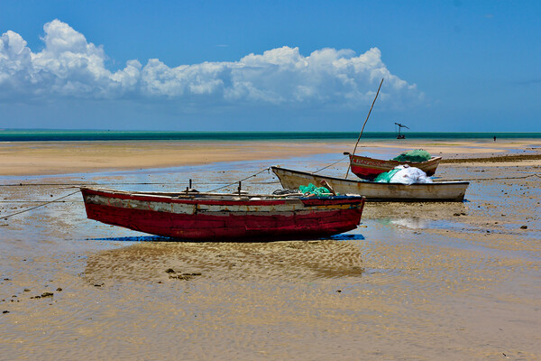 Boats on a Beach Waiting for the Tide Picture Board by Jeremy Hayden