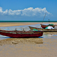 Buy canvas prints of Boats on a Beach Waiting for the Tide by Jeremy Hayden