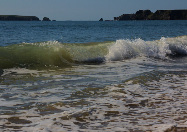 Breaking Wave on a Tenby Beach Picture Board by Jeremy Hayden