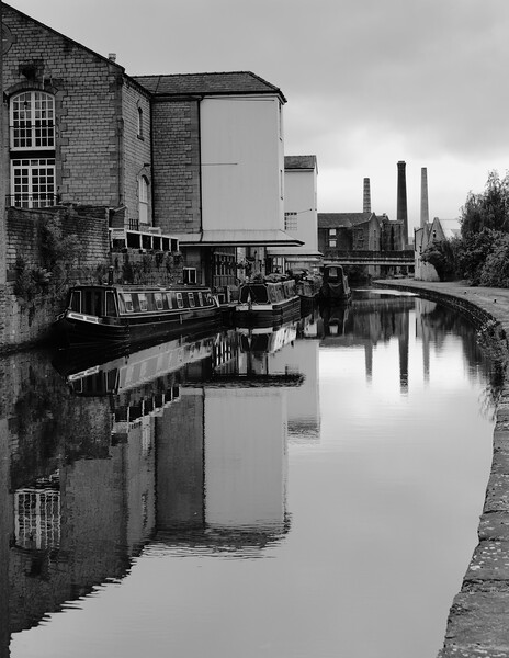 Shipley Wharf on the Leeds- Liverpool Canal BW Picture Board by Jeremy Hayden