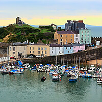 Buy canvas prints of Tenby Harbour Panorama by Jeremy Hayden