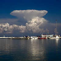 Buy canvas prints of Zakynthos Harbour Cloudscape by Jeremy Hayden
