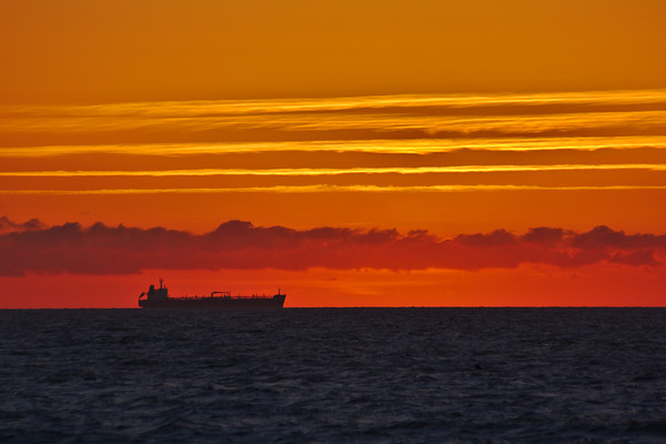 Sandown Sunrise Ship Silhouette Picture Board by Jeremy Hayden
