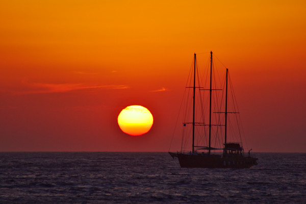 Masts in an Oia Sunset Picture Board by Jeremy Hayden