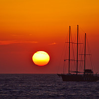 Buy canvas prints of Masts in an Oia Sunset by Jeremy Hayden