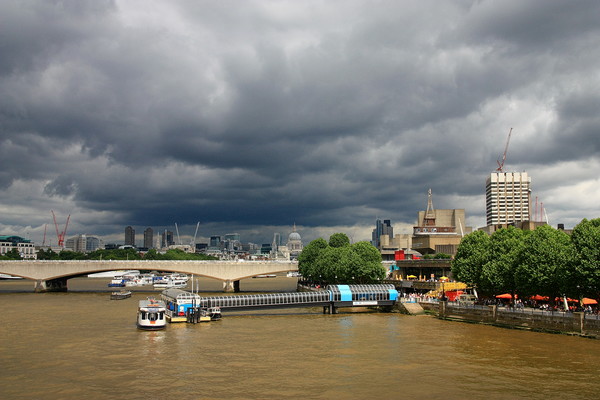 Colourful South Bank under London Storm Clouds Picture Board by Jeremy Hayden