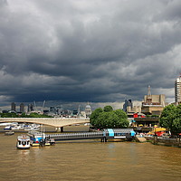 Buy canvas prints of Colourful South Bank under London Storm Clouds by Jeremy Hayden