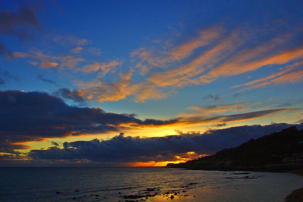 Ventnor Sunset over the English Channel Picture Board by Jeremy Hayden