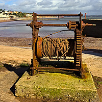 Buy canvas prints of An Old Rusty Winch at Dawlish in Devon by Jeremy Hayden