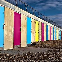 Buy canvas prints of New Beach Huts Milford on Sea by Jeremy Hayden