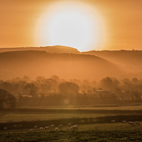 Buy canvas prints of Sunrise over the Mendip Hills by Chris Sweet